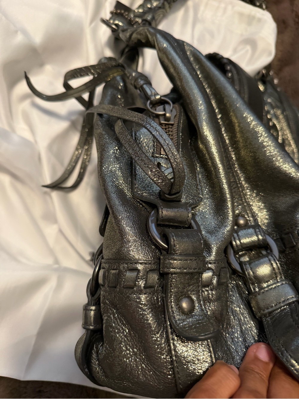Women’s Coach Vintage Metallic Gunmetal  Leather Shoulder Bag - Picture 7 of 13